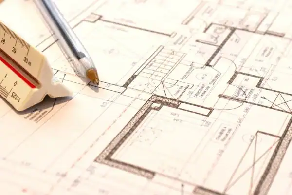 Image of architect Tadley drawings